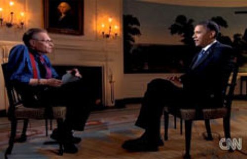 Ларри Кинг и Барак Обама. Кадр телеканала CNN 