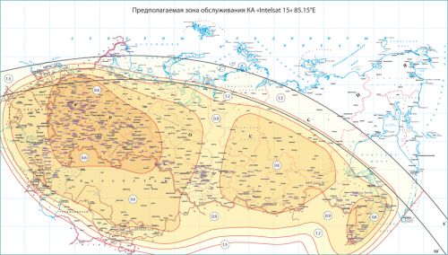 Предполагаемая зона обслуживания КА Intelsat 15