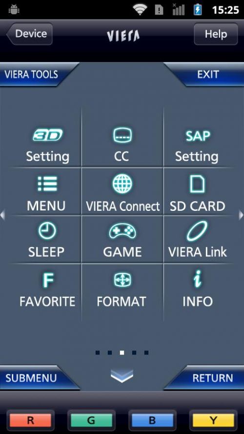 Ещё один экран управления в VIERA Remote