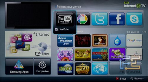 Главный экран Internet@TV