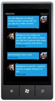 Birdsong — новый клиент Twitter для WP7